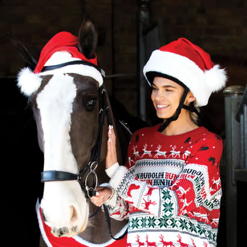 Equetech Santa Hat Horse Ear Bonnet-1